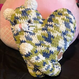 Crocheted Heart-Shaped Cat Plush